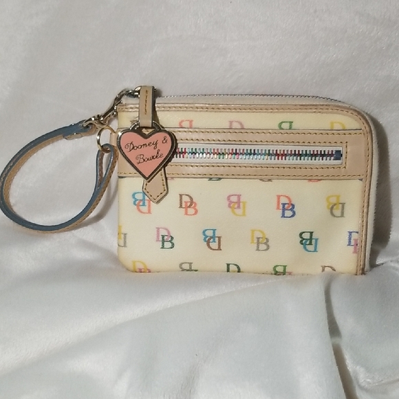 Dooney & Bourke Handbags - Dooney & Bourke Cream Multicolor Logo Wristlet